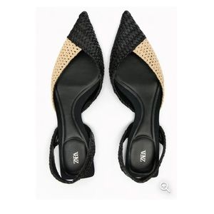 NWT Zara Raffia Slingback flats 39